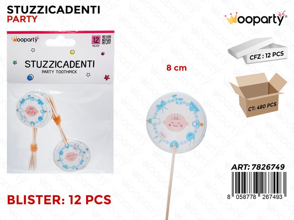 STUZZICADENTI BABY BOY 12PCS 8CM