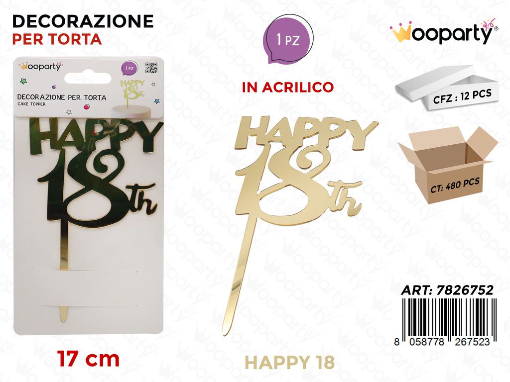 DEC. PER TORTA HAPPY 18TH 17CM