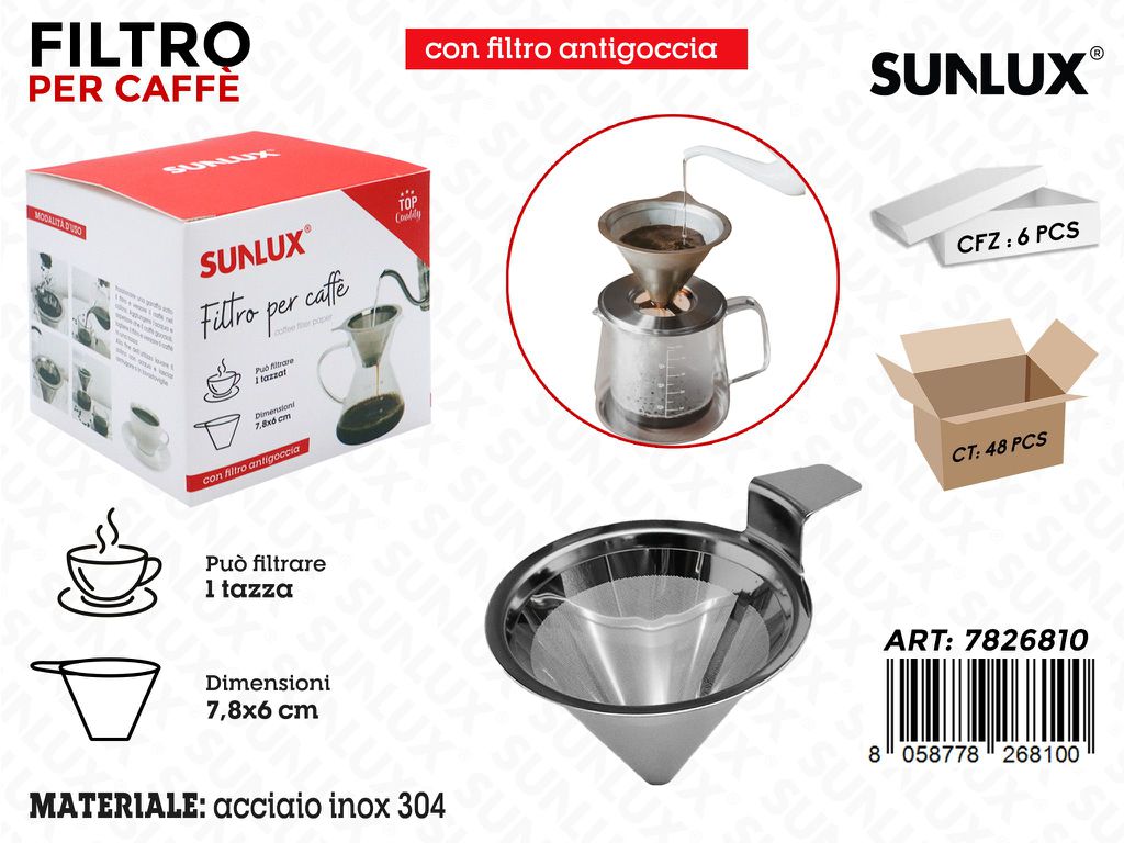 Sunlux Filtro per Caffe Acc. Inox 304 7.8*6CM