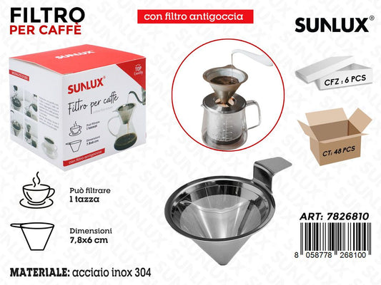 Sunlux Filtro per Caffe Acc. Inox 304 7.8*6CM
