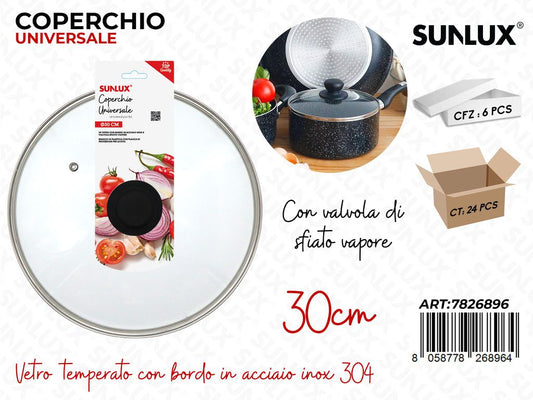 Sunlux Coperchio Univ. Vetro-inox 304 D.30CM