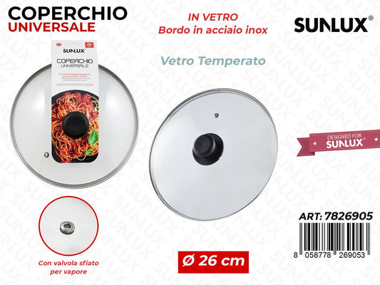 D.26CM Coperchio Universale in Vetro Temp.