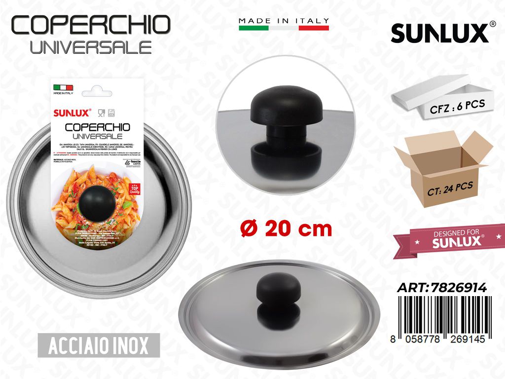 D.20CM Coperchio Universale in Acciaio Inox