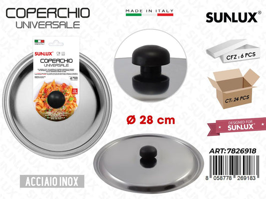 D.28CM Coperchio Universale in Acciaio Inox