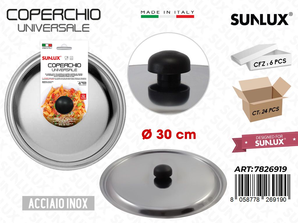 D.30CM Coperchio Universale in Acciaio Inox