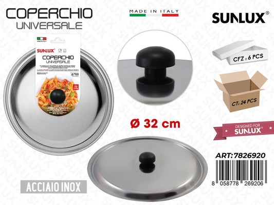 D.32CM Coperchio Universale in Acciaio Inox