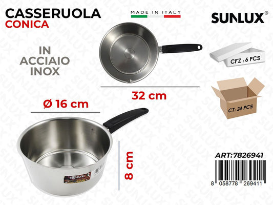 Casseruola Conica in Acciaio Inox D.16*32CM