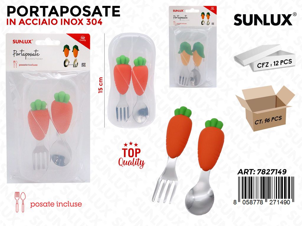 Sunlux Portaposate c/Posate Acc. Inox 15CM Ass.