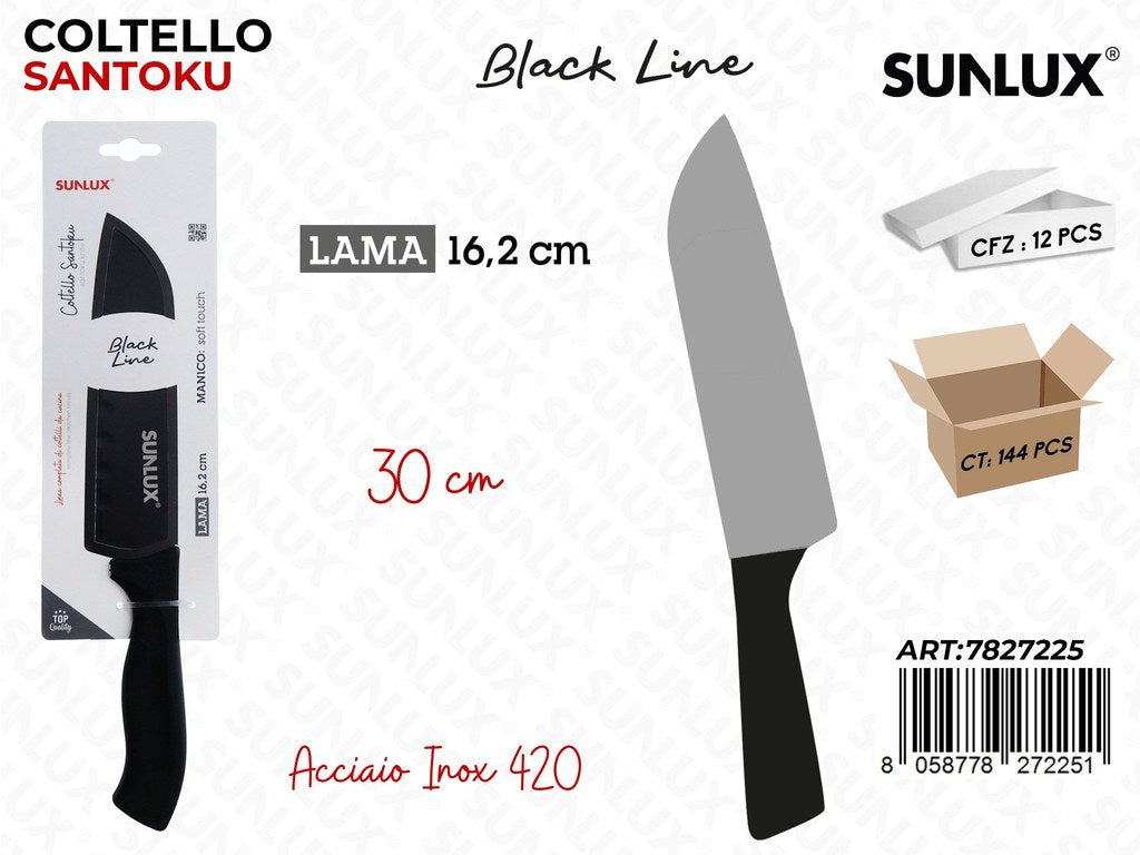 Sunlux Coltello Santoku Black Line Inox 420 30*16.2CM