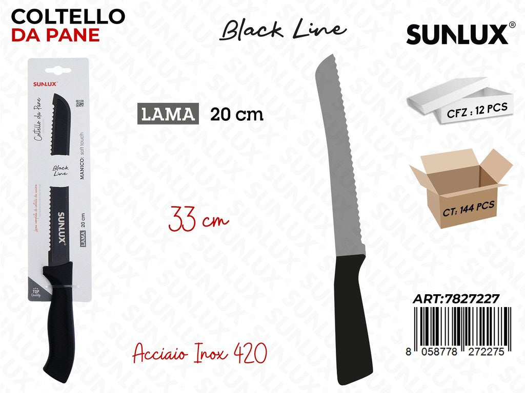 Sunlux Coltello da Pane Black Line Inox 420 33*20CM