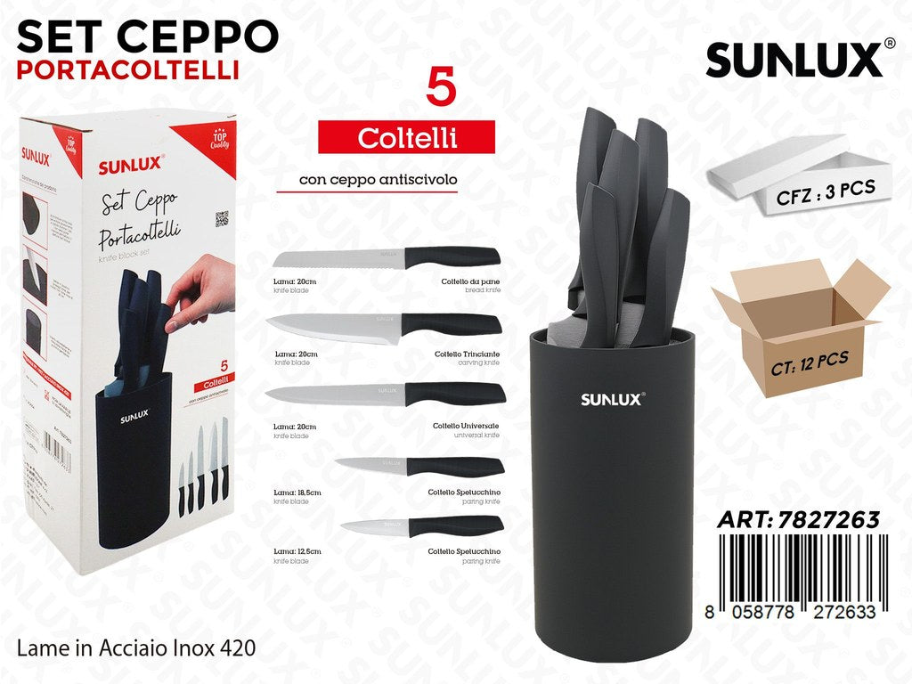 Sunlux Set Ceppo Portacoltelli ACC.420 5PCS Ass.