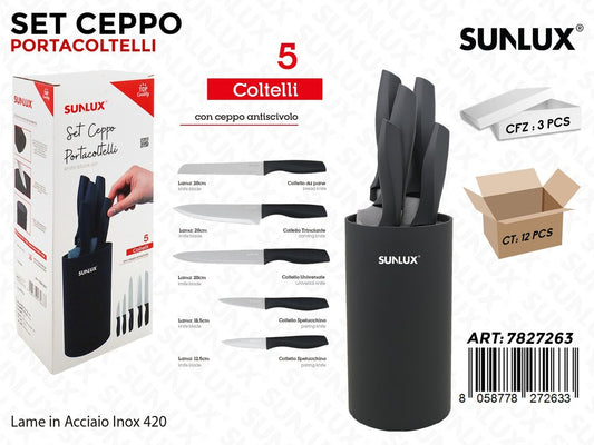 Sunlux Set Ceppo Portacoltelli ACC.420 5PCS Ass.