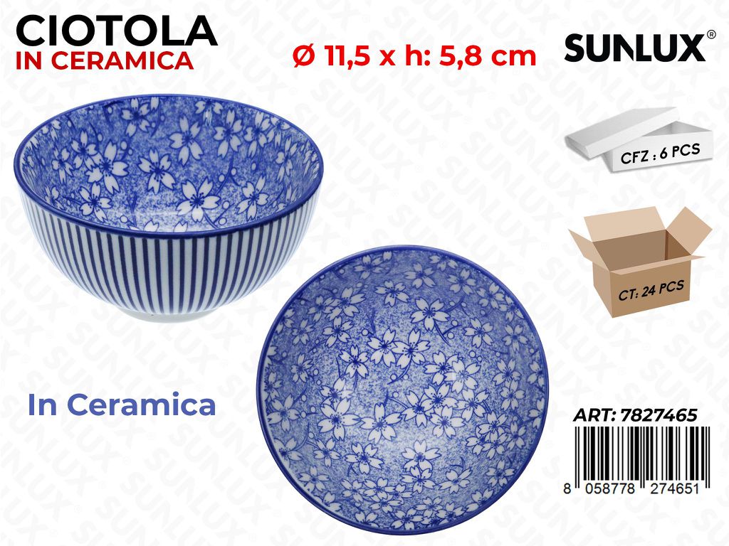 Sunlux Ciotola Ceramica D.11.5*5.8CM