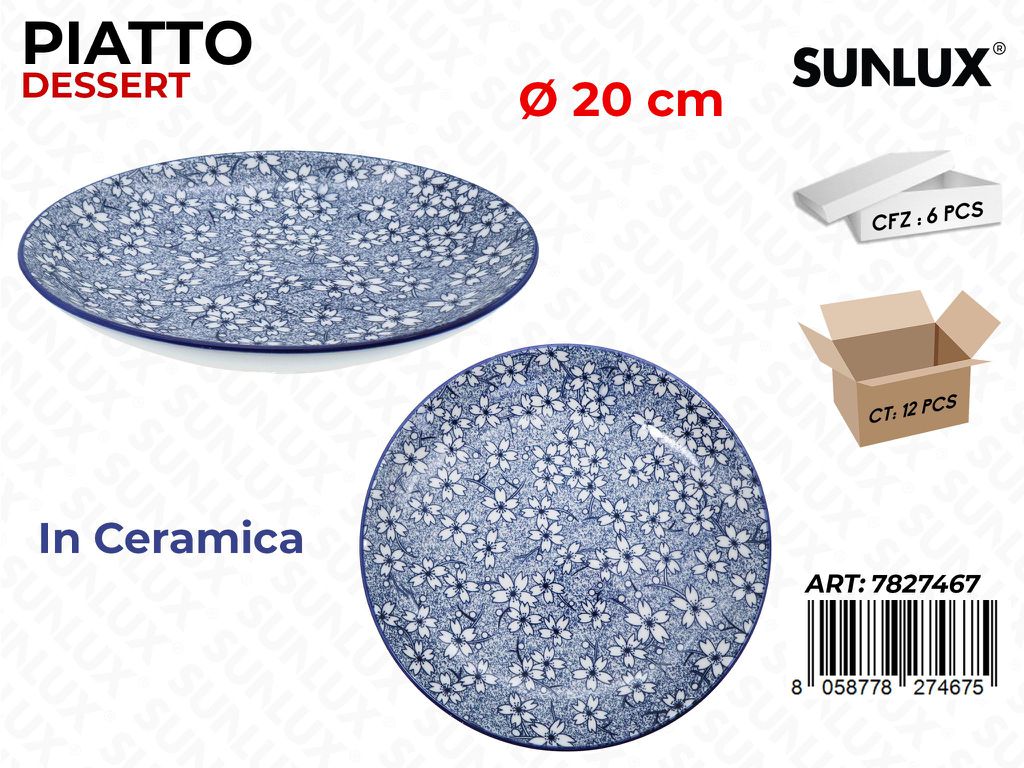 Sunlux Piatto Dessert Ceramica D.20CM
