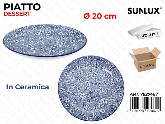 Sunlux Piatto Dessert Ceramica D.20CM