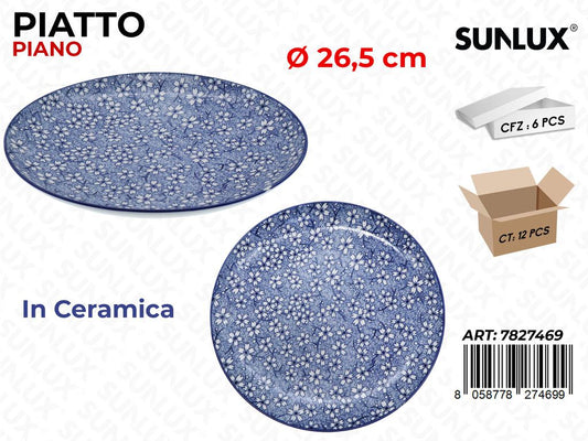 Sunlux Piatto Piano Ceramica D.26.5CM