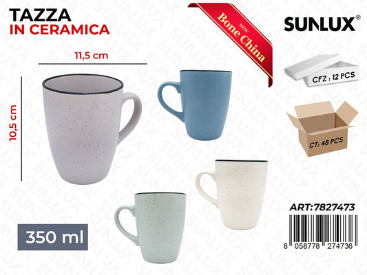 Sunlux Tazza in Ceramica 350ML 10.5*11.5CM Ass.