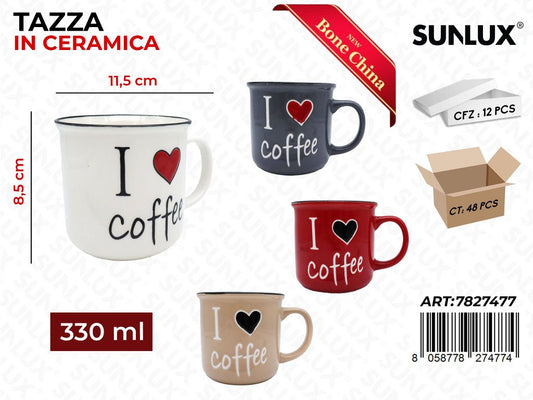 Sunlux Tazza in Ceramica 330ML 8.5*11.5CM Ass.