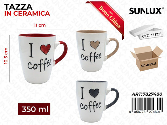 Sunlux Tazza in Ceramica 350ML 10.5*11CM Ass.