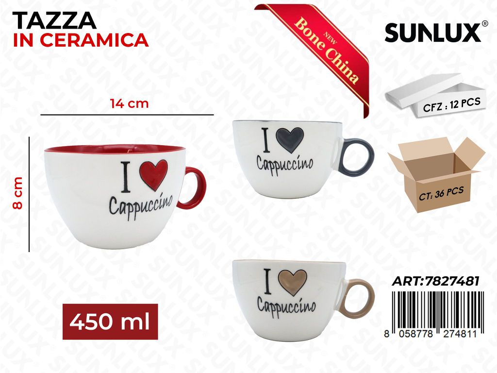 Sunlux Tazza in Ceramica 450ML 8*14CM