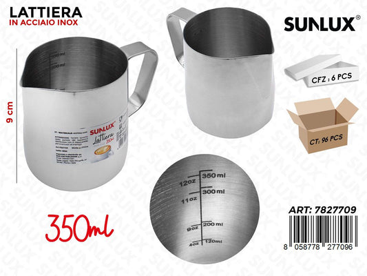 Sunlux Lattiera in Acciaio Inox 350ML 9CM