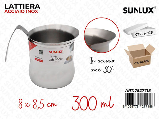 Sunlux Lattiera Acc. Inox 304 300ML 8*8.5CM