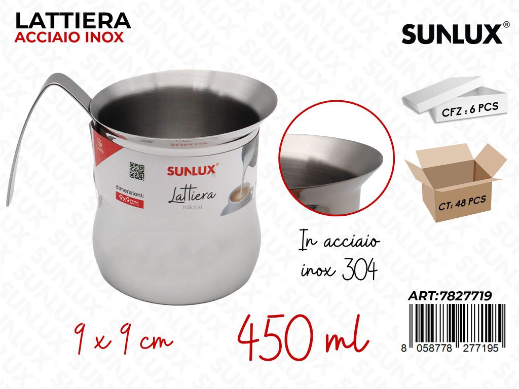 Sunlux Lattiera Acc. Inox 304 450ML 9*9CM