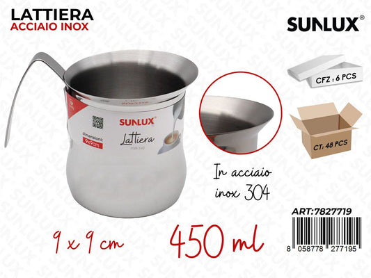 Sunlux Lattiera Acc. Inox 304 450ML 9*9CM