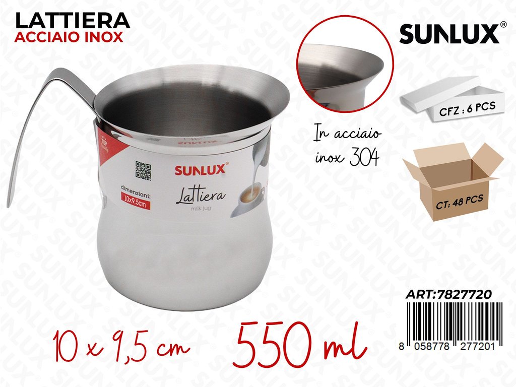 Sunlux Lattiera Acc. Inox 304 550ML 10*9.5CM