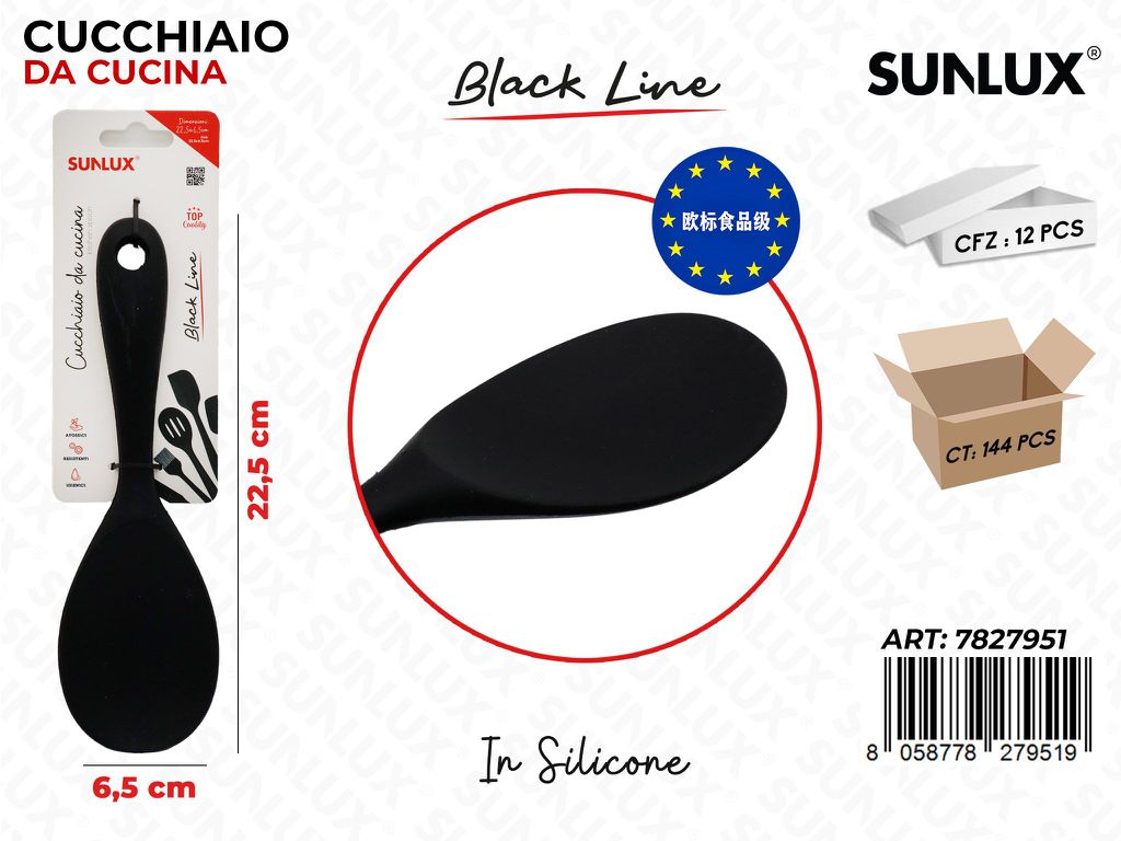 Sunlux Black L. Cucchiaio Cucina Silicone 6.5*22.5CM