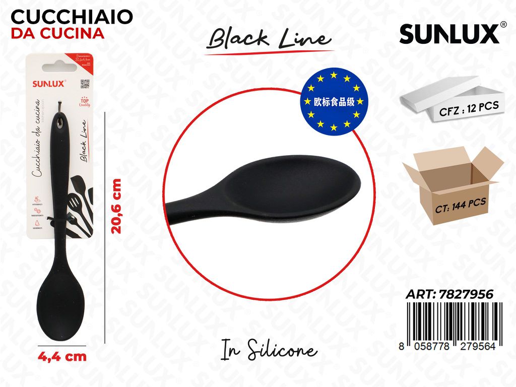 Sunlux Black L. Cucchiaio Cucina Silicone 4.4*20.6CM