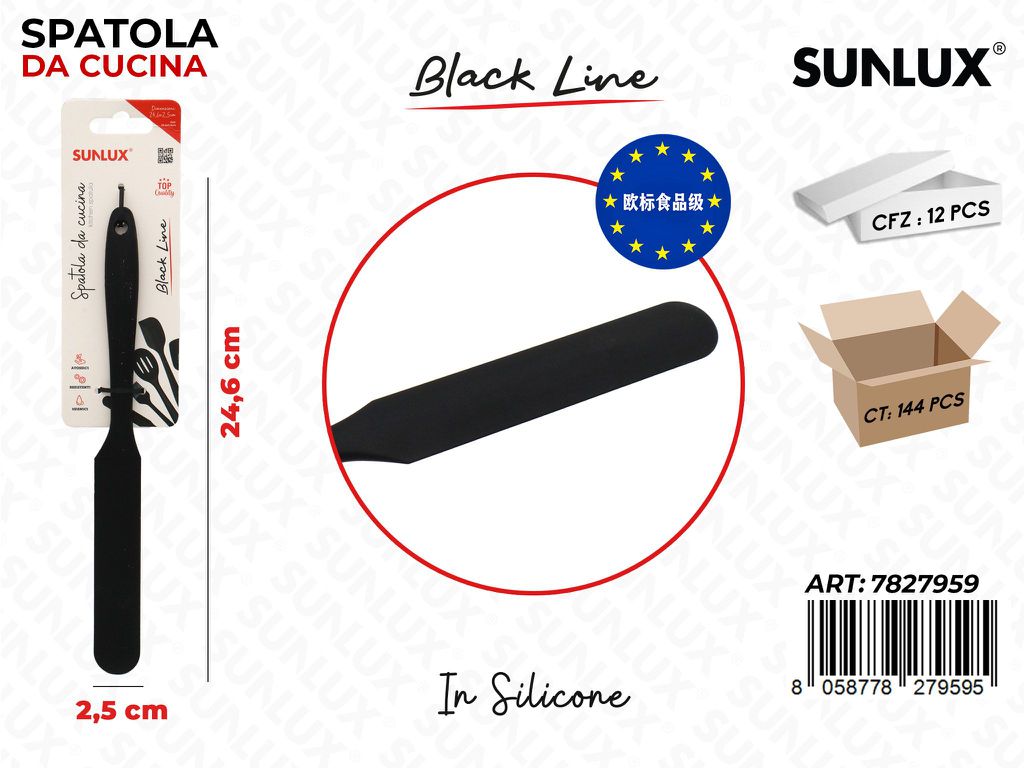 Sunlux Black L. Spatola Cucina Silicone 2.5*24.6CM