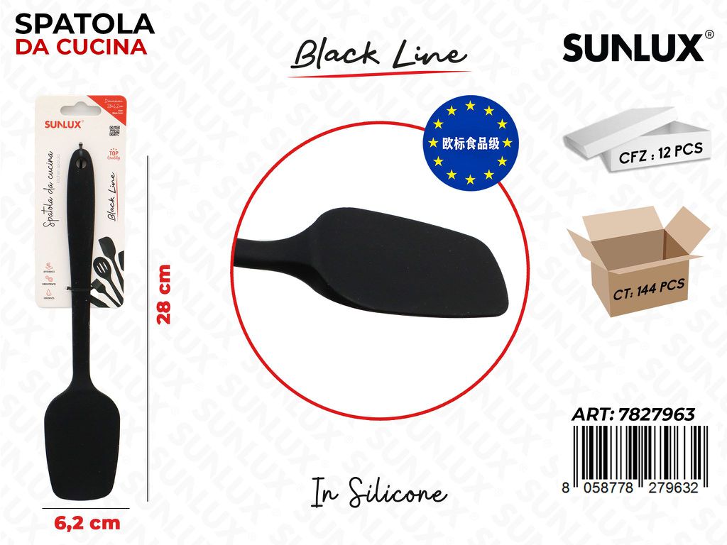 Sunlux Black L. Spatola Cucina Silicone 6.2*28CM