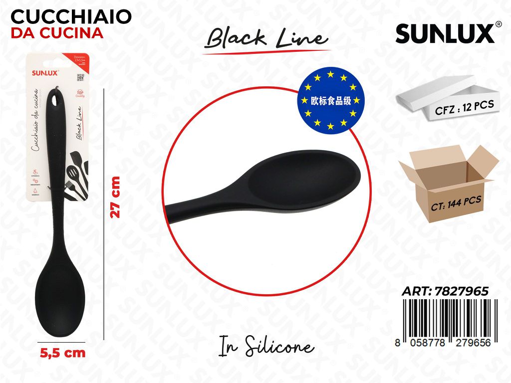 Sunlux Black L. Cucchiaio Cucina Silicone 5.5*27CM
