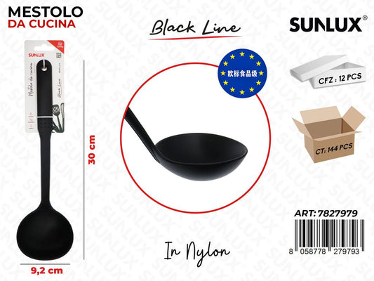 Sunlux Black L. Mestolo da Cucina Nylon 9*30CM