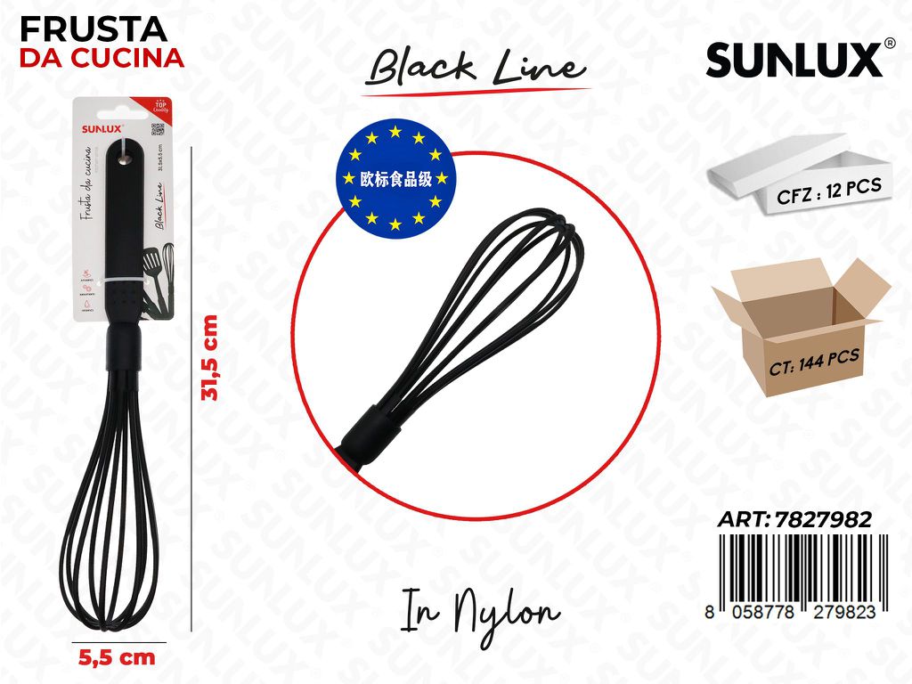 Sunlux Black L. Frusta da Cucina Nylon 5.5*31.5CM