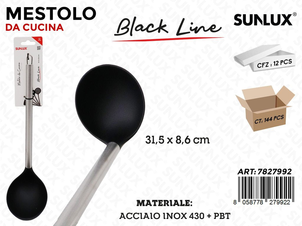 Sunlux Mestolo Black L. Inox 430 31.5*8.6CM