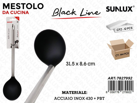 Sunlux Mestolo Black L. Inox 430 31.5*8.6CM