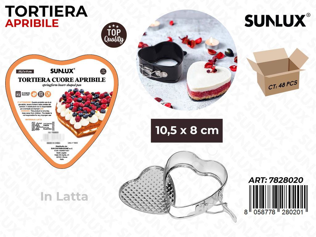 Sunlux Tortiera a Cuore Apribile Latta 10.5*8CM