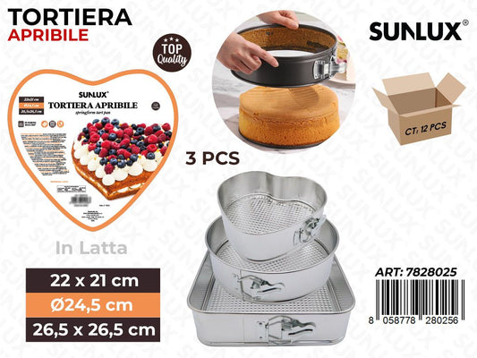 Sunlux Tortiera Apribile in Latta 3PCS Ass
