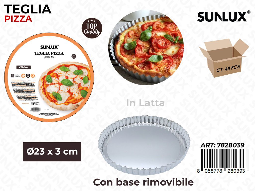 Sunlux Teglia Pizza c/Base Rim. in Latta D. 23*3CM