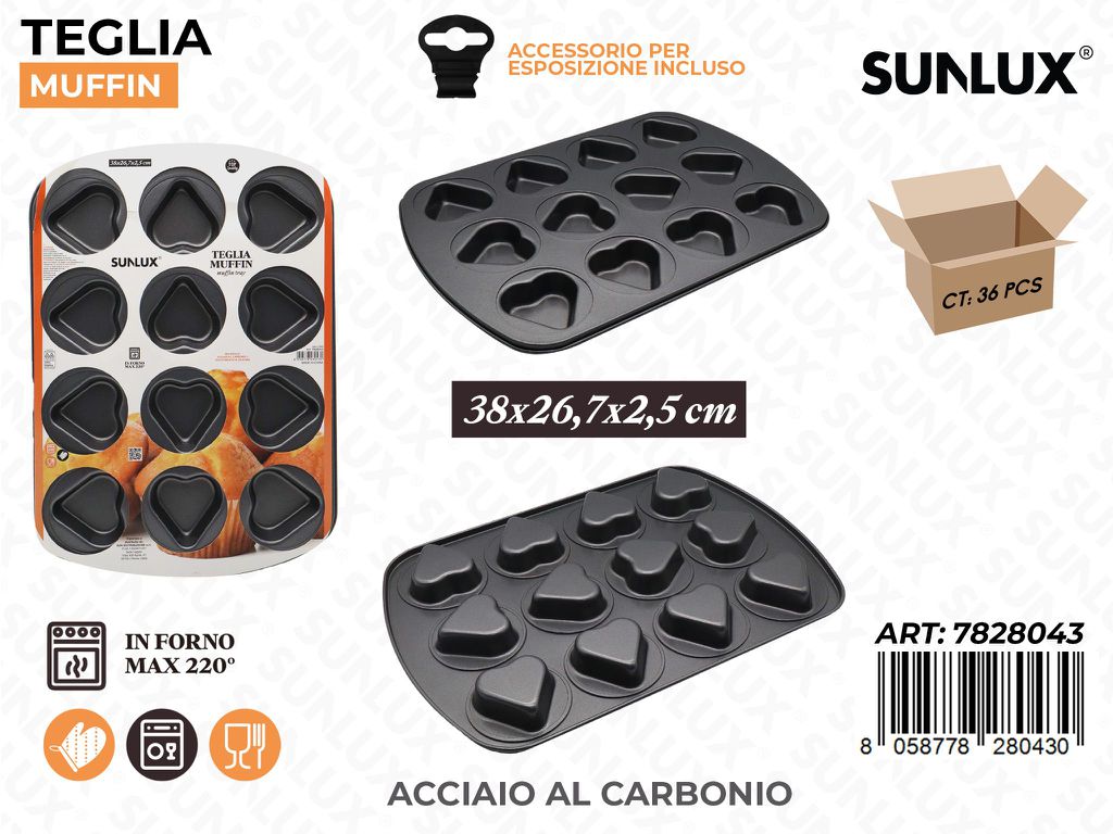 Sunlux Teglia Muffin Acc. al Carbonio 38*26.7*2.5CM