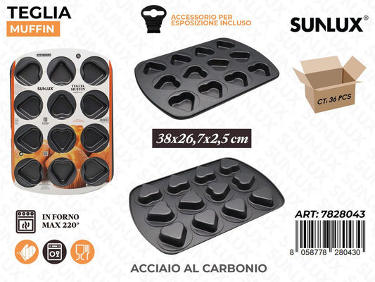 Sunlux Teglia Muffin Acc. al Carbonio 38*26.7*2.5CM