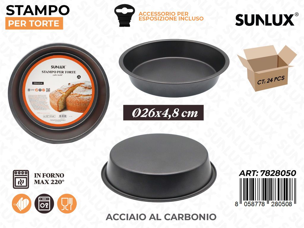 Sunlux Stampo Torte Acc. al Carbonio D.26*4.8CM
