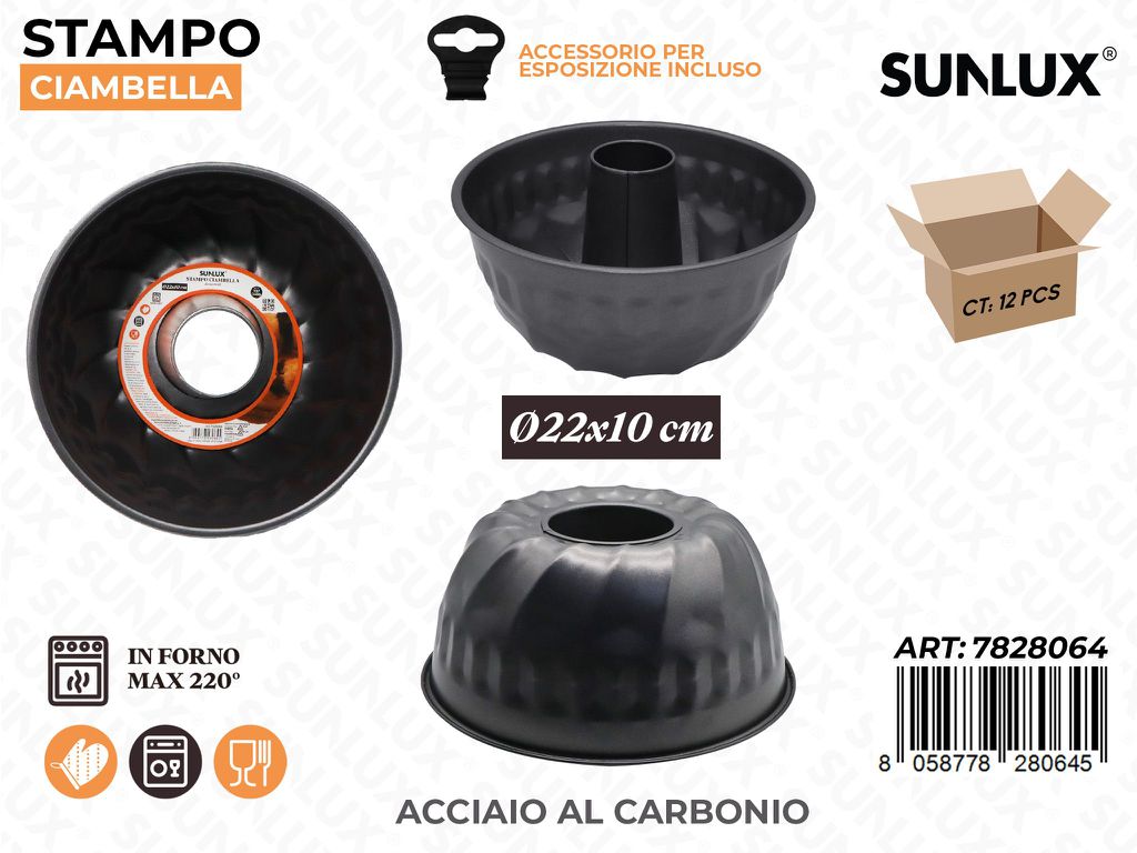 Sunlux Stampo Ciambella Acc. al Carbonio D.22*10CM