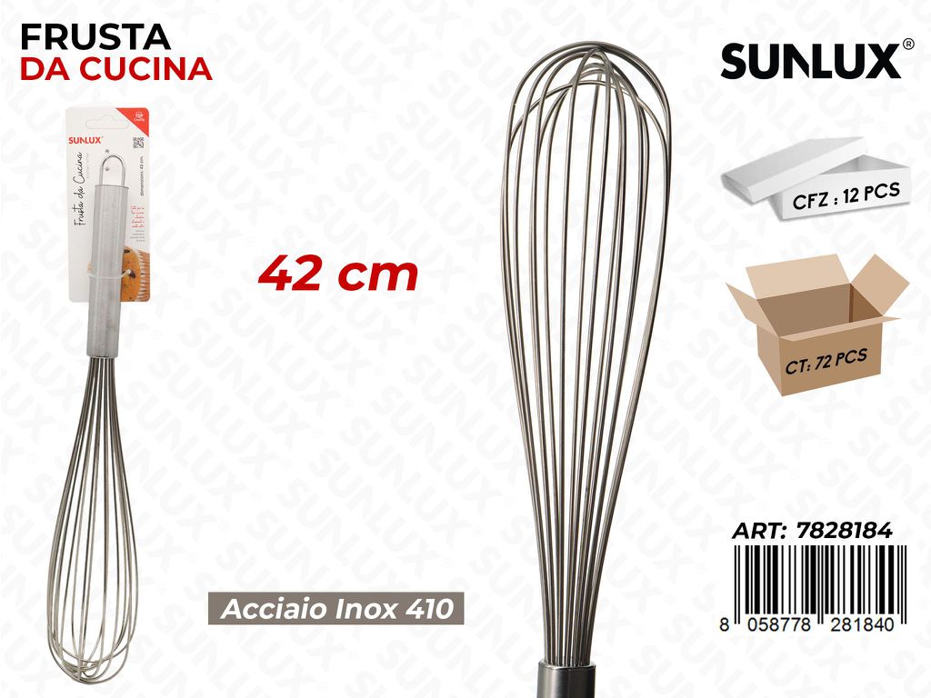 Sunlux Frusta da Cucina Acciaio 410 42CM