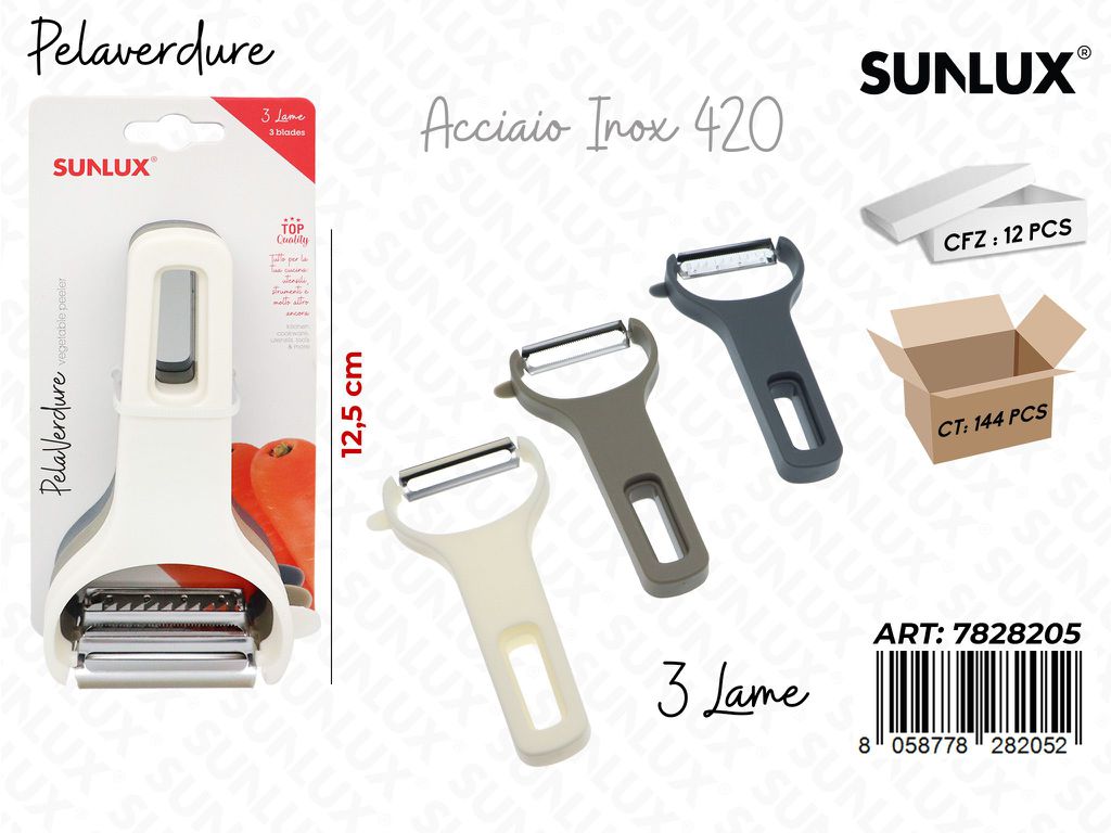 Sunlux Pelaverdure 3LAME Acciaio 420 12.5CM