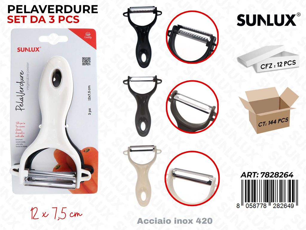 Sunlux Pelaverdure 3PCS Ass. Acc.inox 420 12*7.5CM