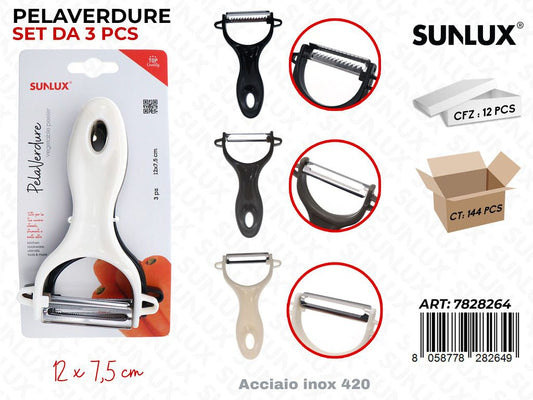 Sunlux Pelaverdure 3PCS Ass. Acc.inox 420 12*7.5CM