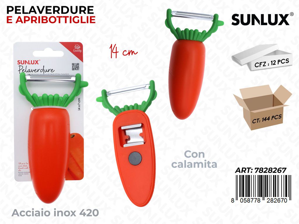 Sunlux Pelaverdure c/ Apribottiglie Acciaio 420 14CM